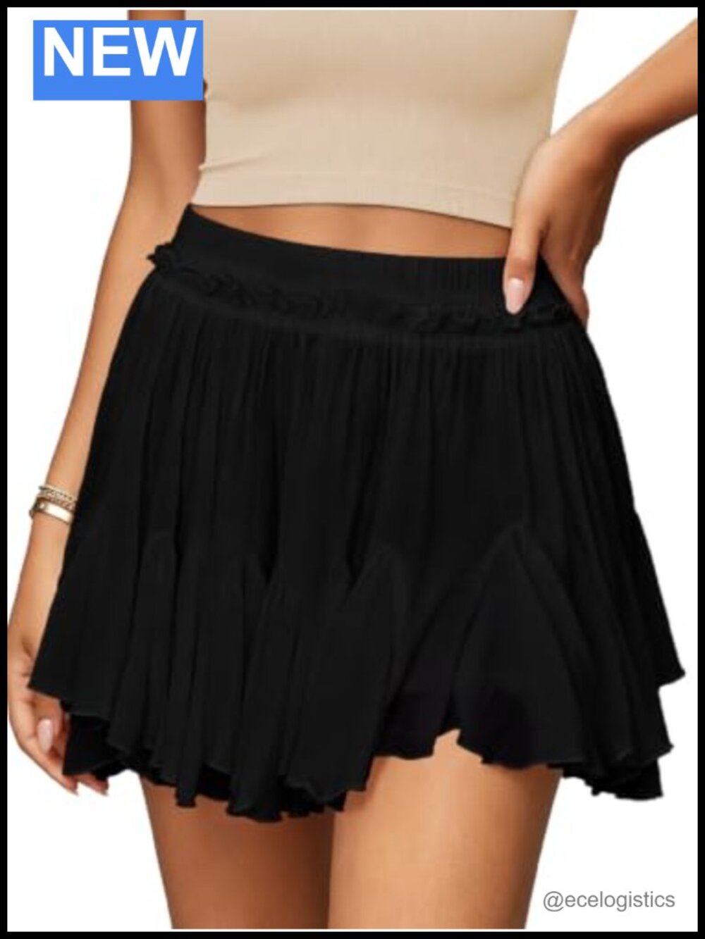 Women's Pleated Linen Mini Skort with Pockets